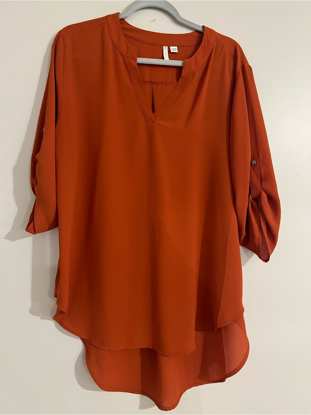Women's Burnt Orange V-Neck Blouse